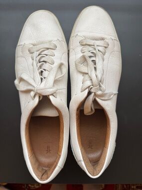 Frye White Leather Casual Sneakers, Size 11